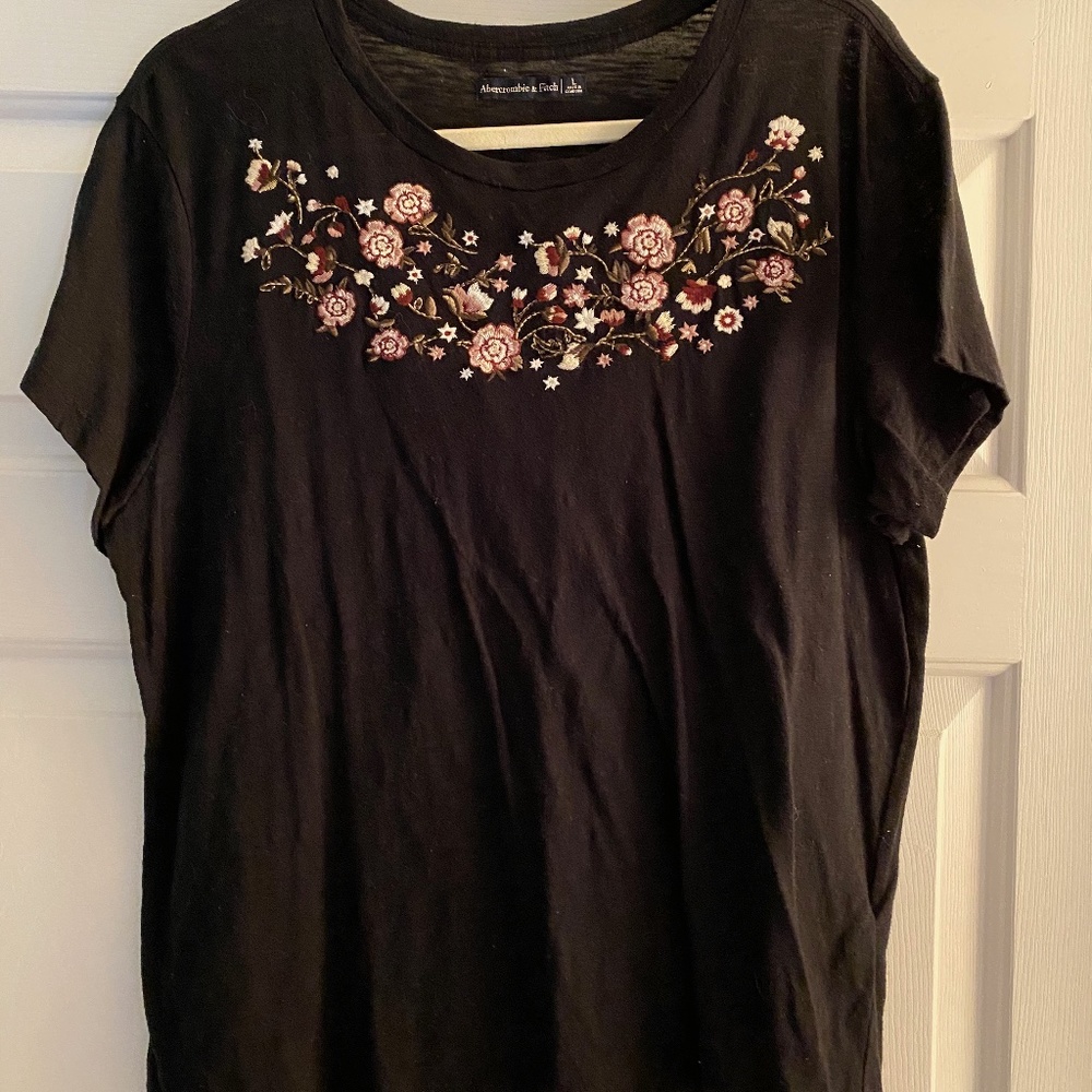 Black Embroidered Tee